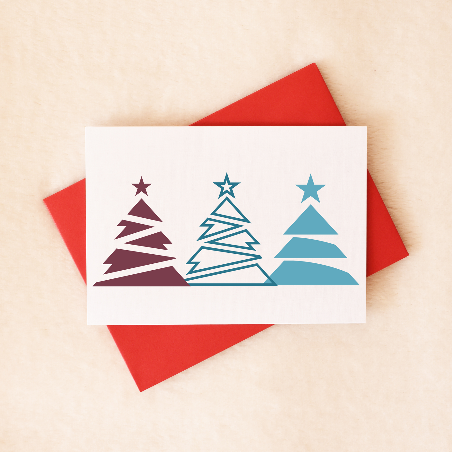 Colour Block Trees Blue