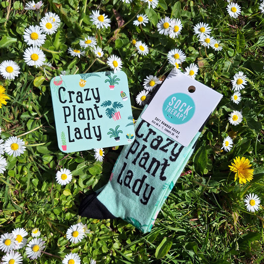Crazy Plant Lady Socks and Coaster Bundle