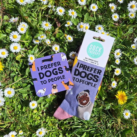 I Prefer Dogs To People Women's Socks and Coaster Bundle