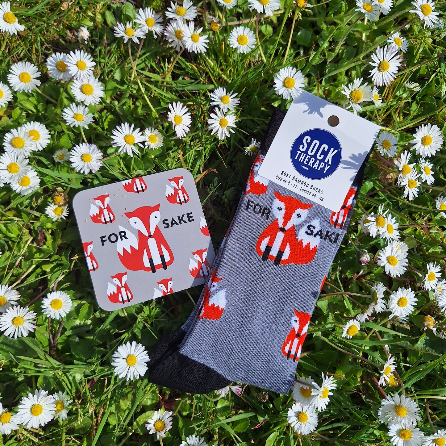 For Fox Sake Mens Socks and Coaster Bundle
