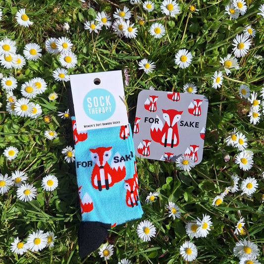 For Fox Sake Women's Socks and Coaster Bundle